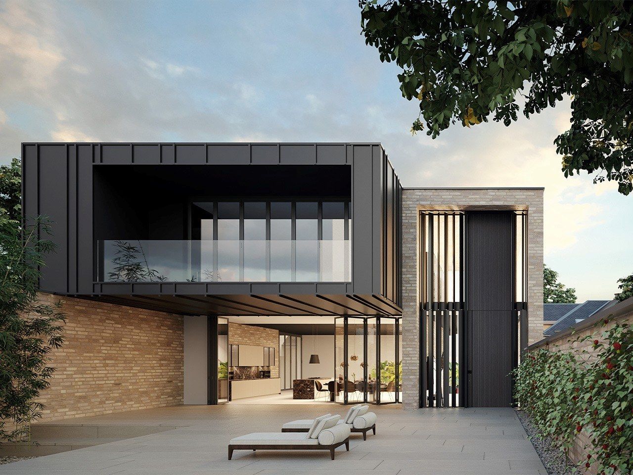 Наружная алюминиевая бронированная дверная обшивка Oikos Skydoors-вертикальные горизонты ARCH-00092937 - Вид №7