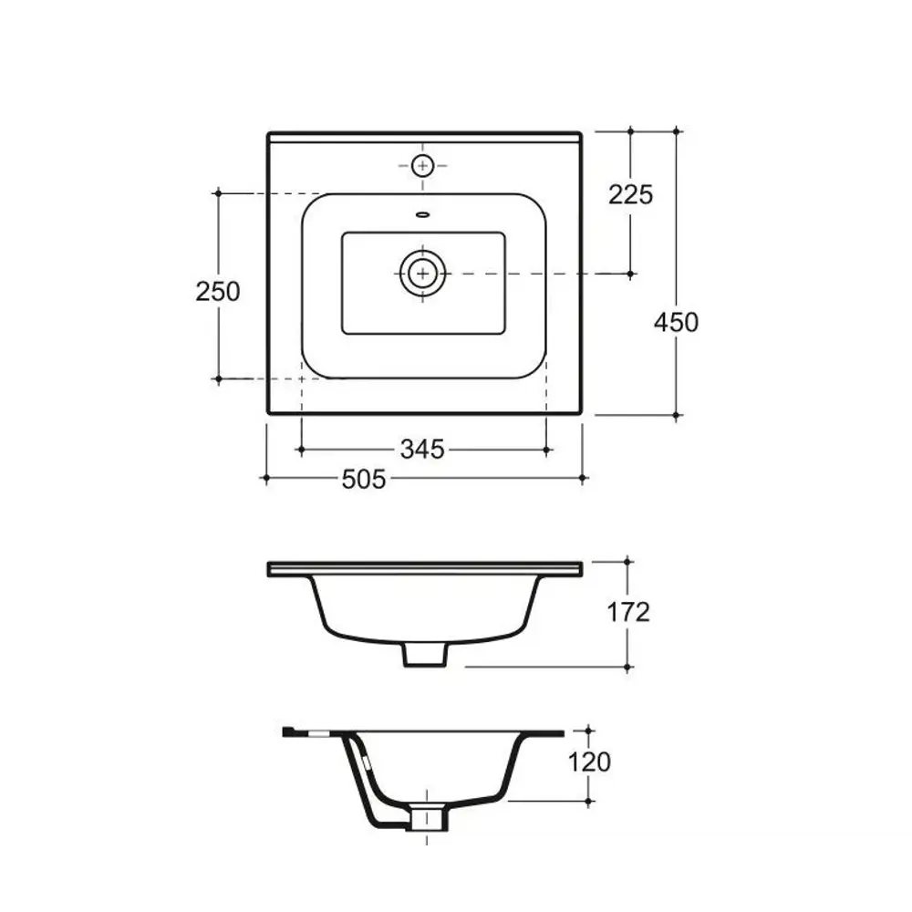 Раковина Керамин Женева встраиваемая 50 см STLM-2079122 - Вид №3