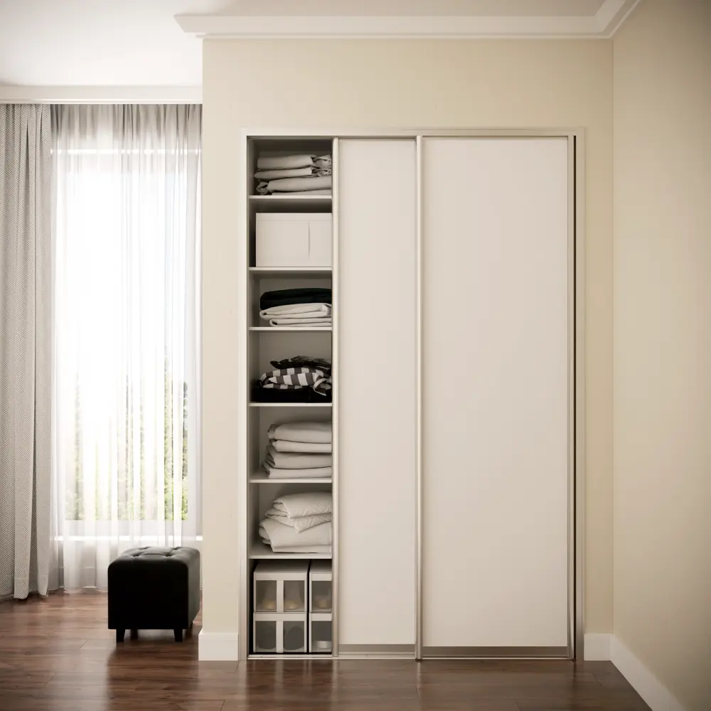 Дверь-купе SPACEO 2455x904 мм высота проема 2500 мм ЛДСП цвет белый/матовое серебро широкий профиль Spaceo home STLM-2095552