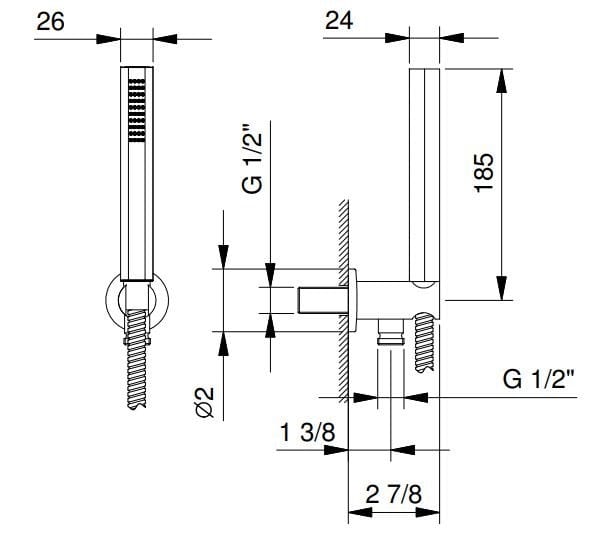 Стальной ручной душ с гибким Fantini Rubinetti Венеция ARCH-00131362 - Вид №2