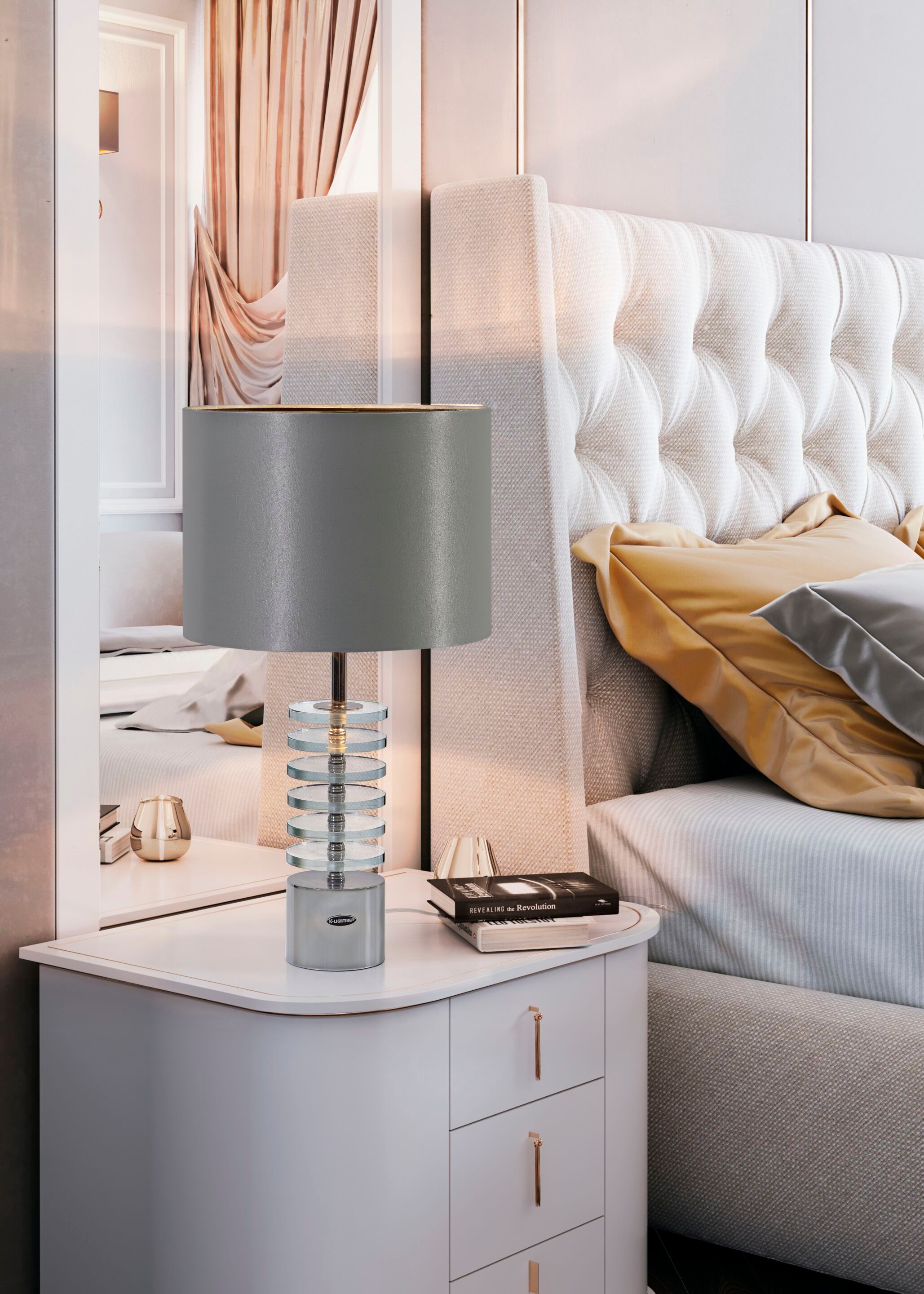 Настольная лампа из стекла и ткани K-Lighting MÉTIS ARCH-00023974 - Вид №4