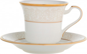 1051731 Noritake Чашка чайная с блюдцем Noritake "Белый дворец" 200мл Фарфор костяной