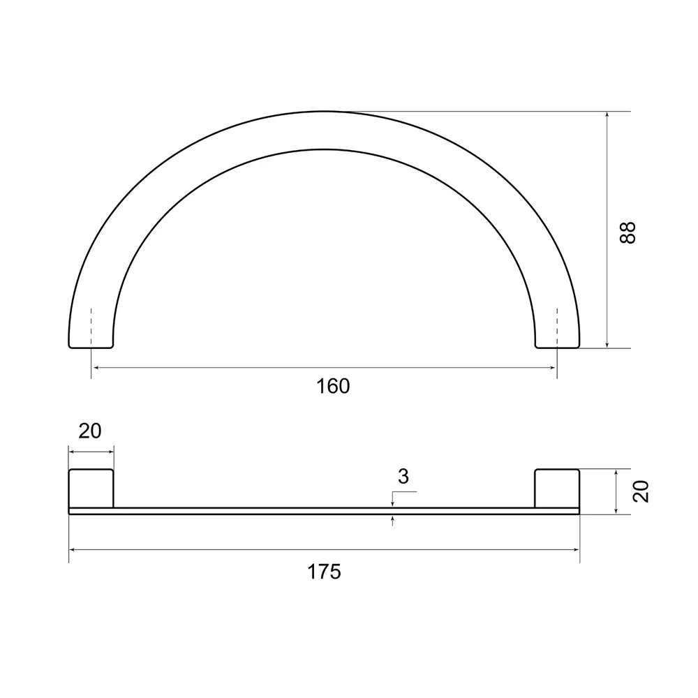Мебельная ручка-скоба Emisfero ЦАМ 160 мм матовое золото PALLADIUM STLM-2147175 - Вид №2