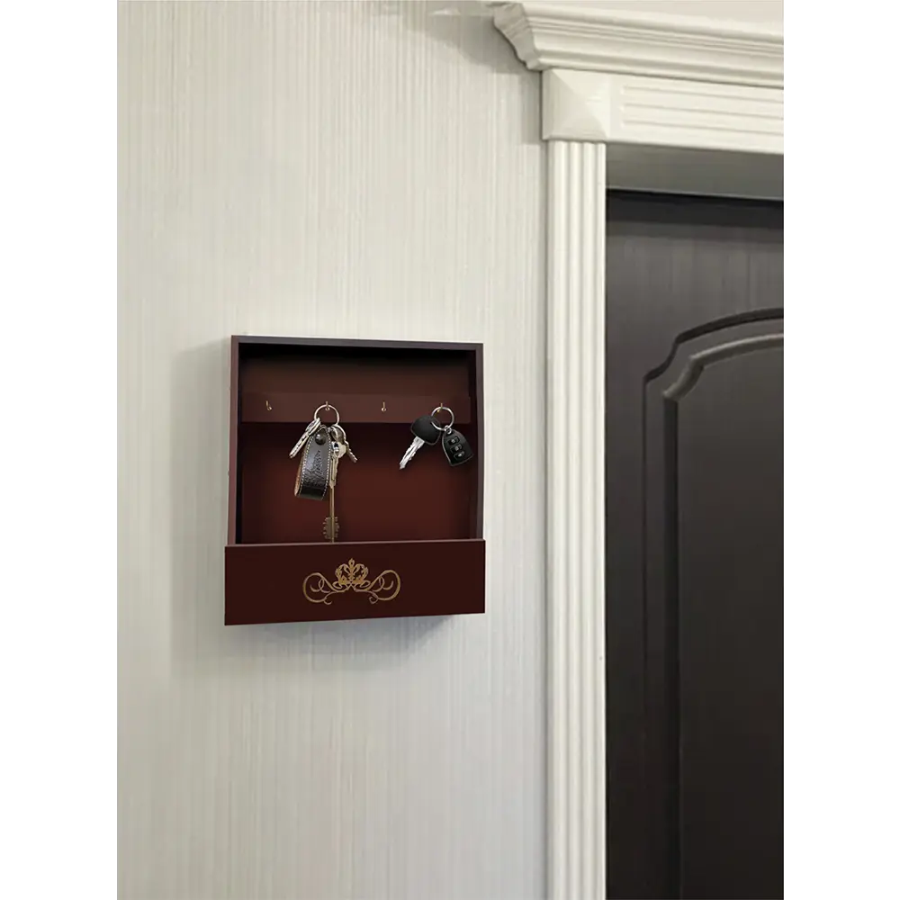 Ключница с полкой 22x28x6 мм МДФ цвет коричневый Santreyd STLM-2195821 - Вид №2