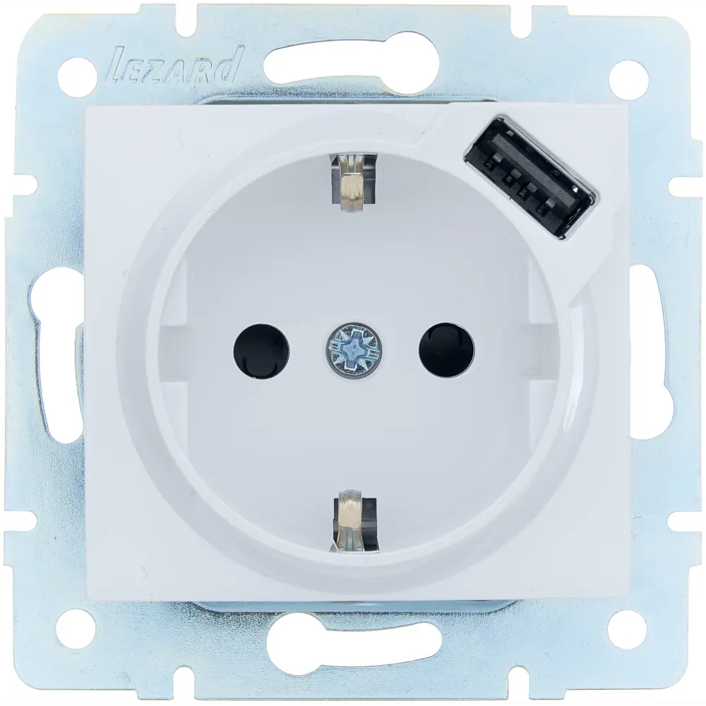 Розетка USB встраиваемая Lezard Asti с заземлением цвет белый 89385419 STLM-2095861