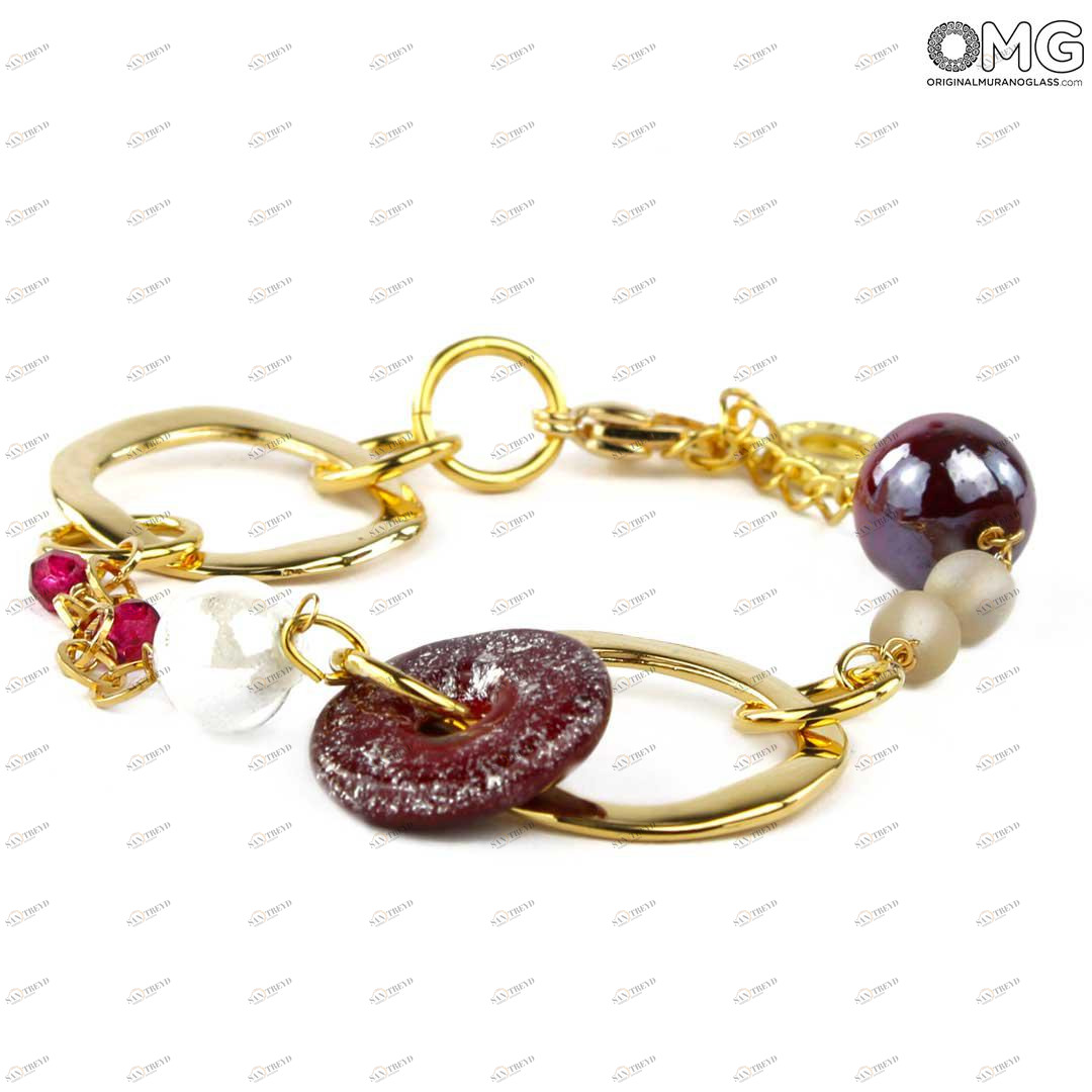 3815 ORIGINALMURANOGLASS Браслет Скарлатто - Коллекция Antica Murrina - муранское стекло Original Murano Glass OMG 20 см 
