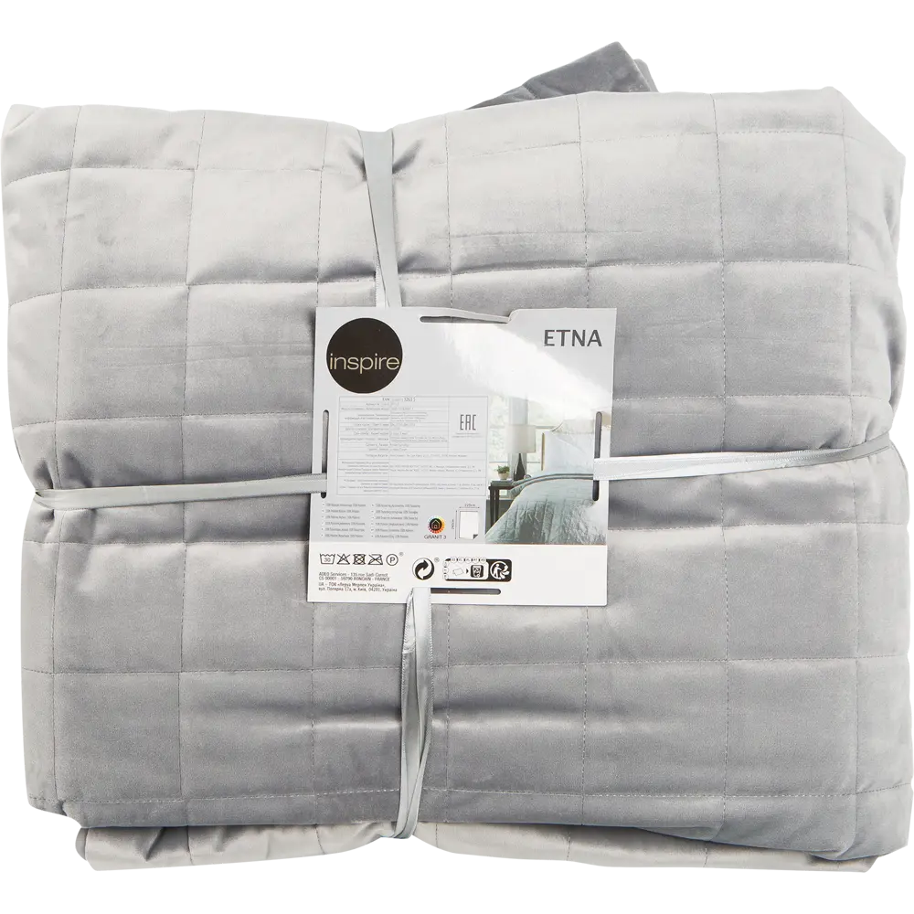 Покрывало Inspire Velvet Etna 220x240 см полиэстер цвет серый STLM-2060720 - Вид №3