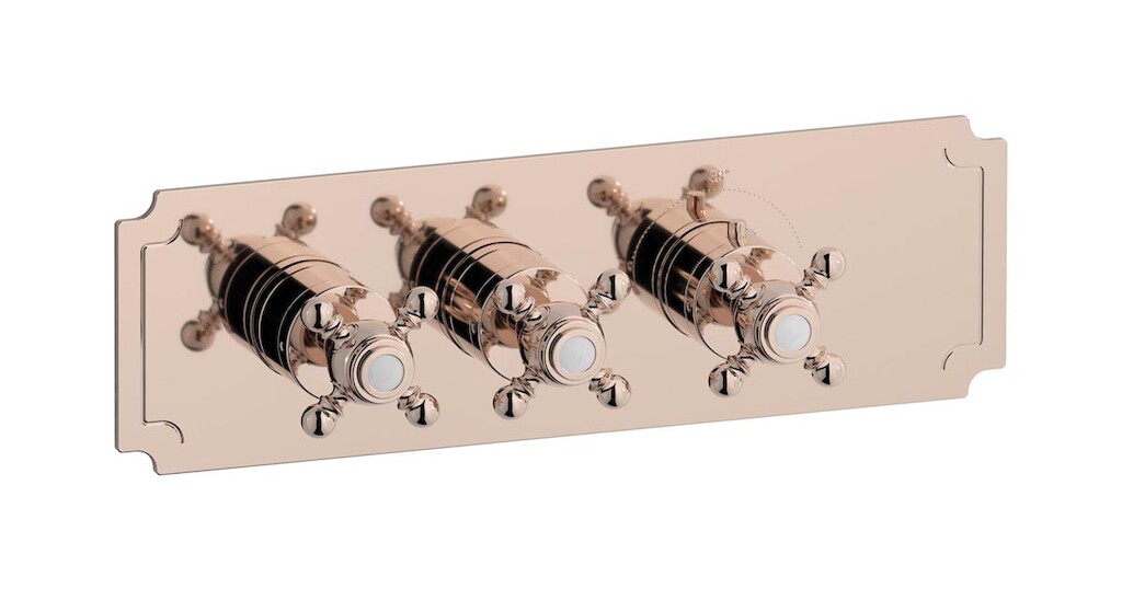 Комплект наружных частей термостата на 2 потребителей - горизонтальная с ручками Hermes WE ARE IB eua225rsnhr Rose Gold Aqua