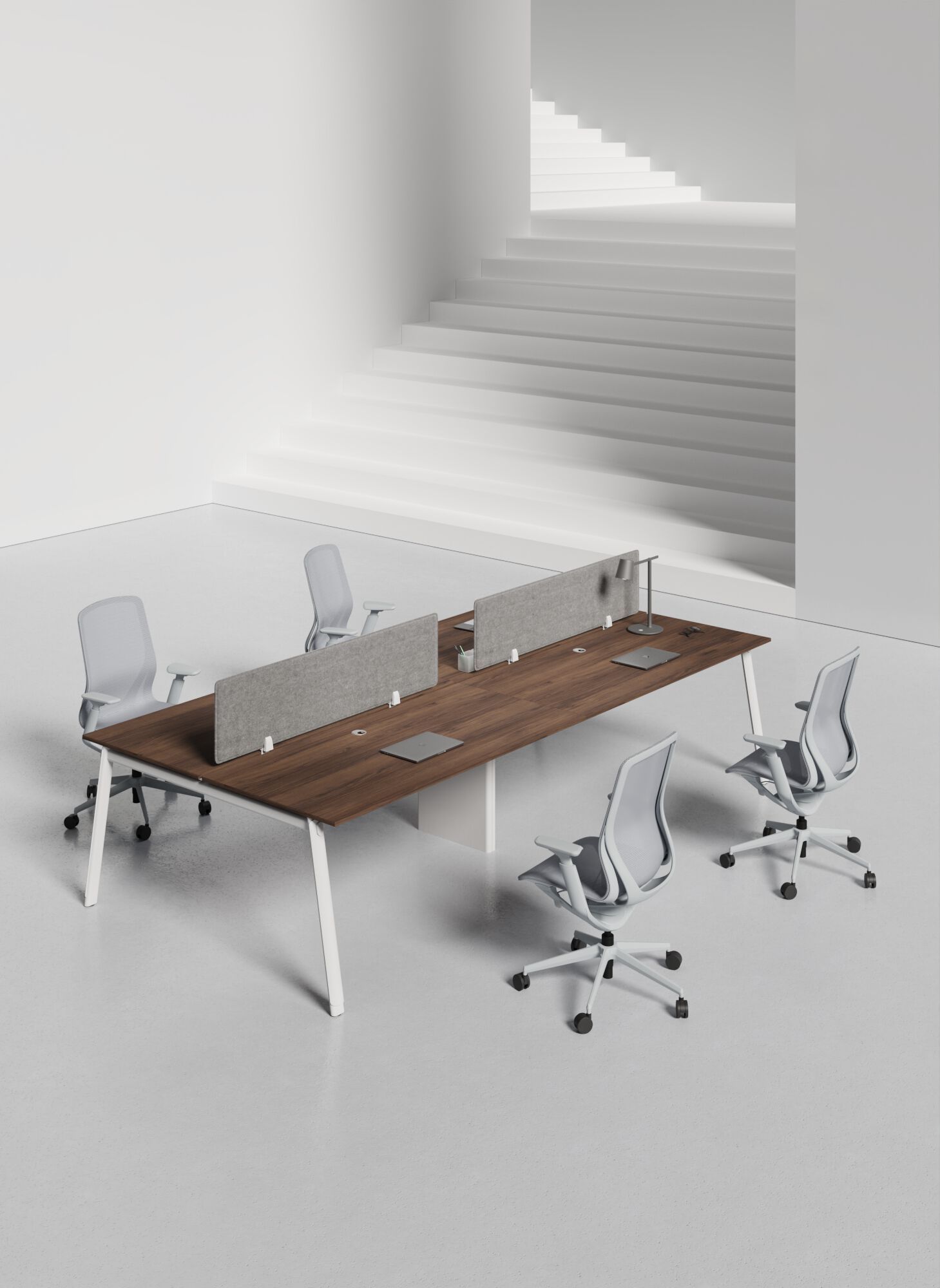 Многоуровневая рабочая станция из МДФ с звукопоглощающими перегородками WORKSPACE AVA 4 FACE TO FACE ARCH-00020434 - Вид №3