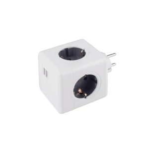 Разветвитель RocketSocket Cube Original 4 розетки 16 A 2 USB A цвет серый