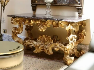 Arnaboldi Interiors Лакированная прямоугольная консоль из дерева и мрамора