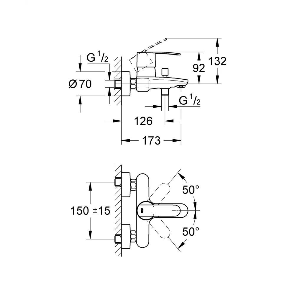 Смеситель для ванны Grohe Wave Cosmopolitan однорычажный латунь цвет хром STLM-2022430 - Вид №8