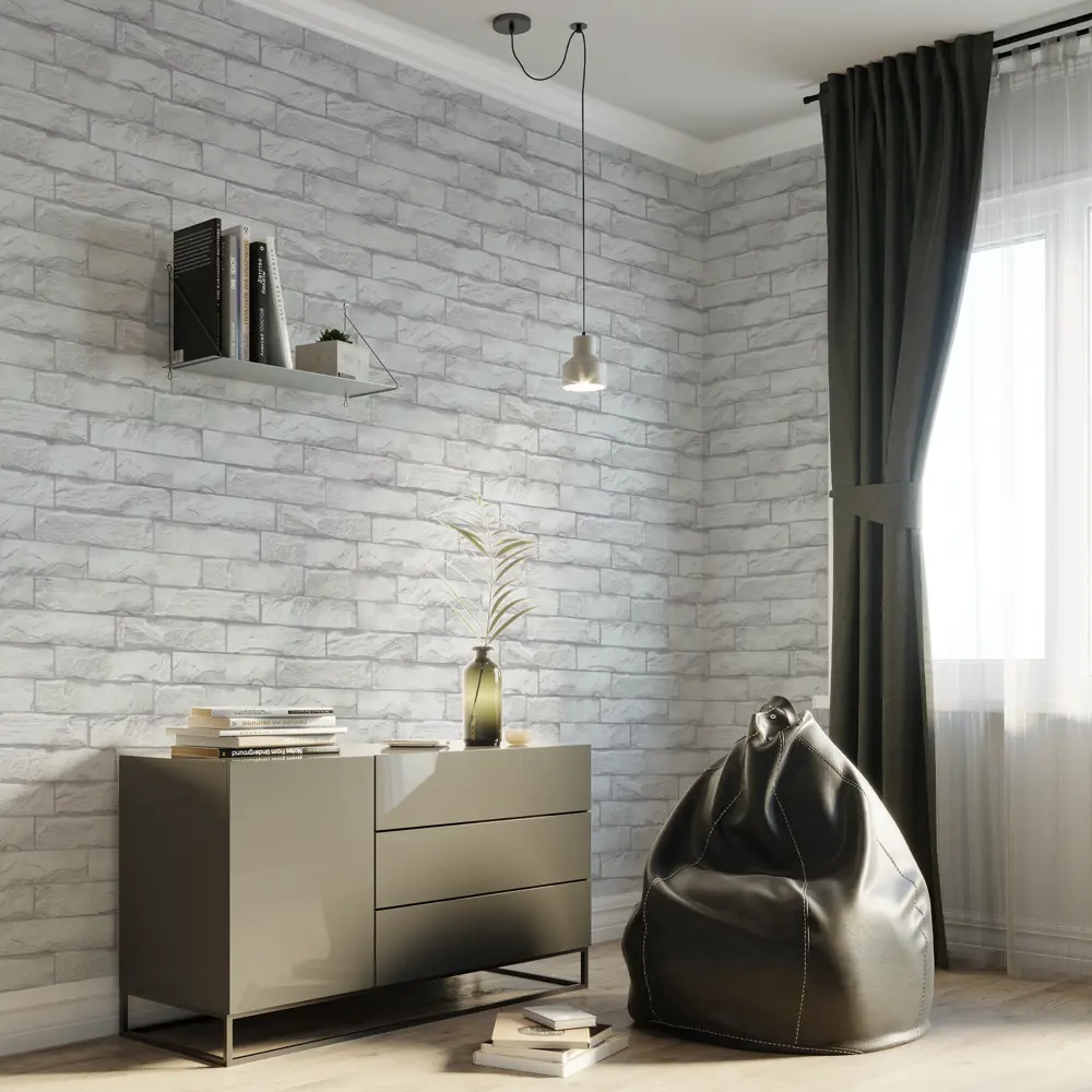 Флизелиновые обои Palitra Family Klinker - белоснежная элегантность для вашего интерьера 89360563 STLM-0818343 - Вид №3