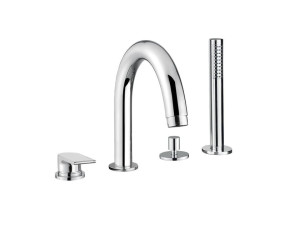 Однорычажный набор для ванны с 4 отверстиями и ручным душем