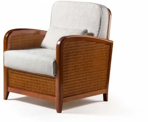 Prestige Кресло с подлокотниками из ткани и вишни Capricci