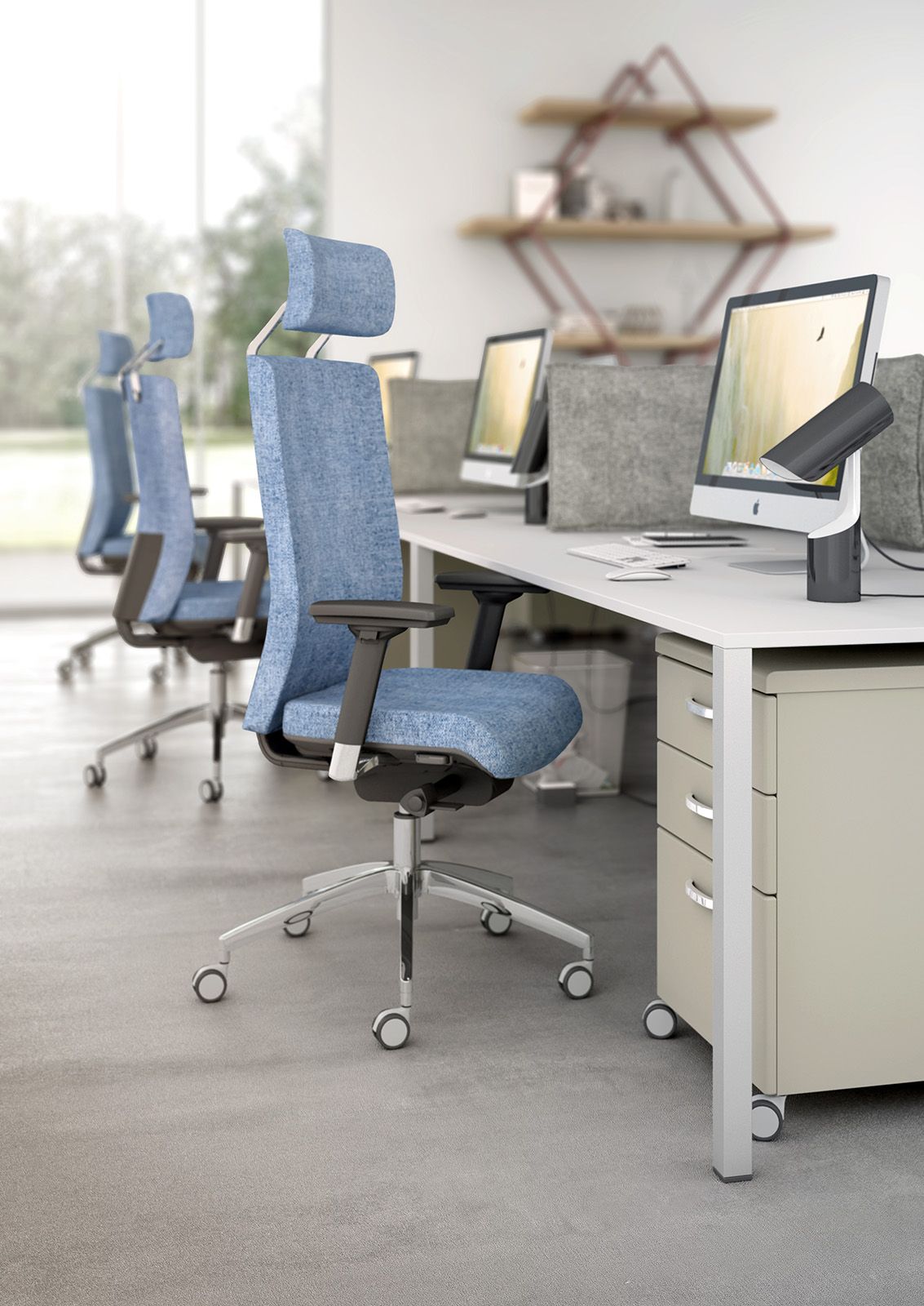 5 спиц ткань регулируемая высота операционный стул офис Leyform Wiki ARCH-00149114 - Вид №2