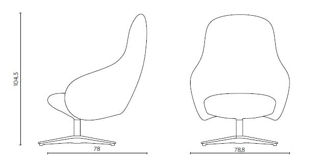 Тканевое кресло с подлокотниками и алюминиевым основанием с 4 спицами Miniforms Nebula ARCH-00125423 - Вид №5