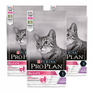 Т0027576*3 Корм для кошек с чувствительным пищеварением, индейка сух. 1,5 кг (упаковка - 3 шт) Pro Plan
