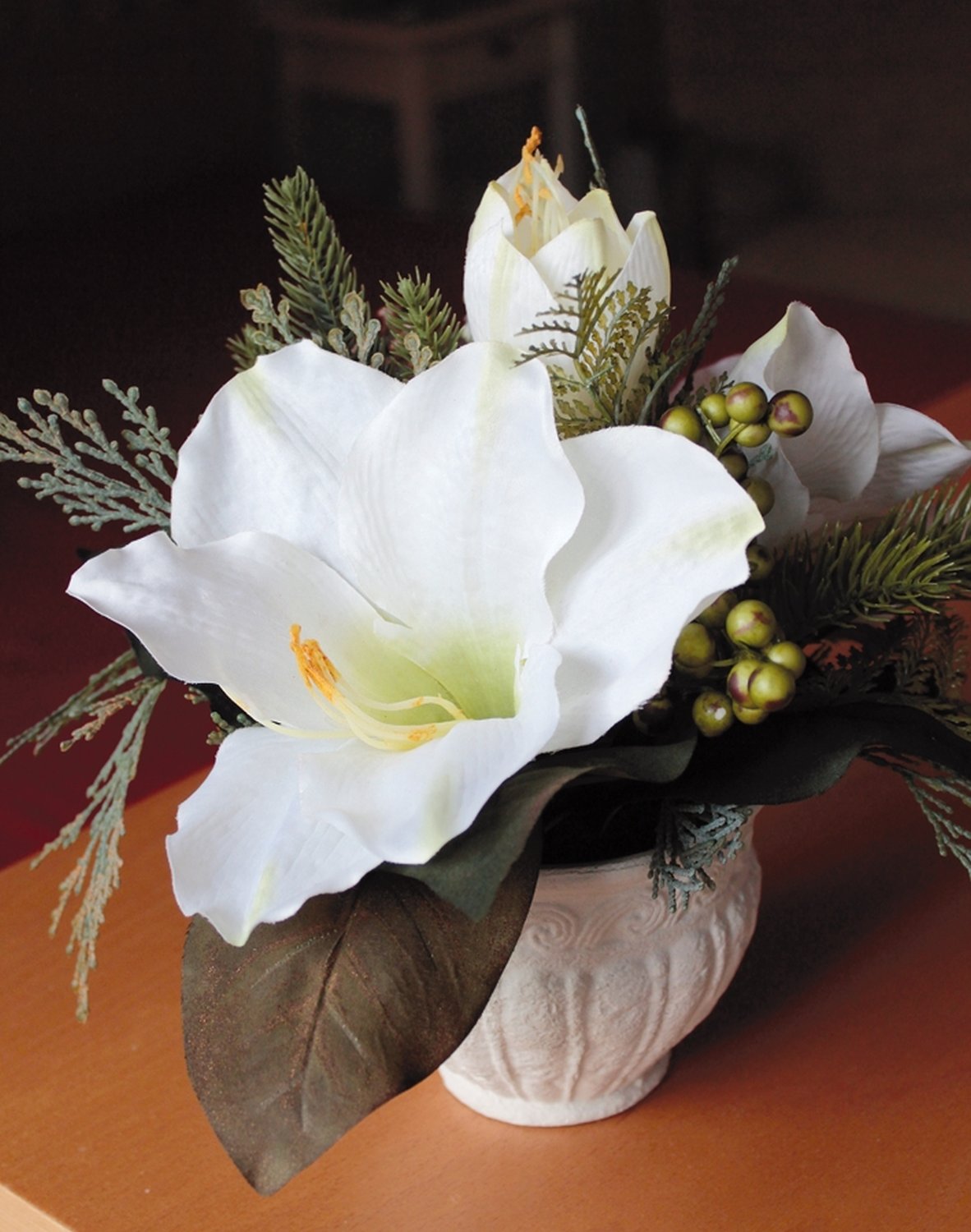 Композиция из искусственного амариллиса, горшок, 25 см, Ø 30 см, бежево-белый Santreyd 1477 778 a3