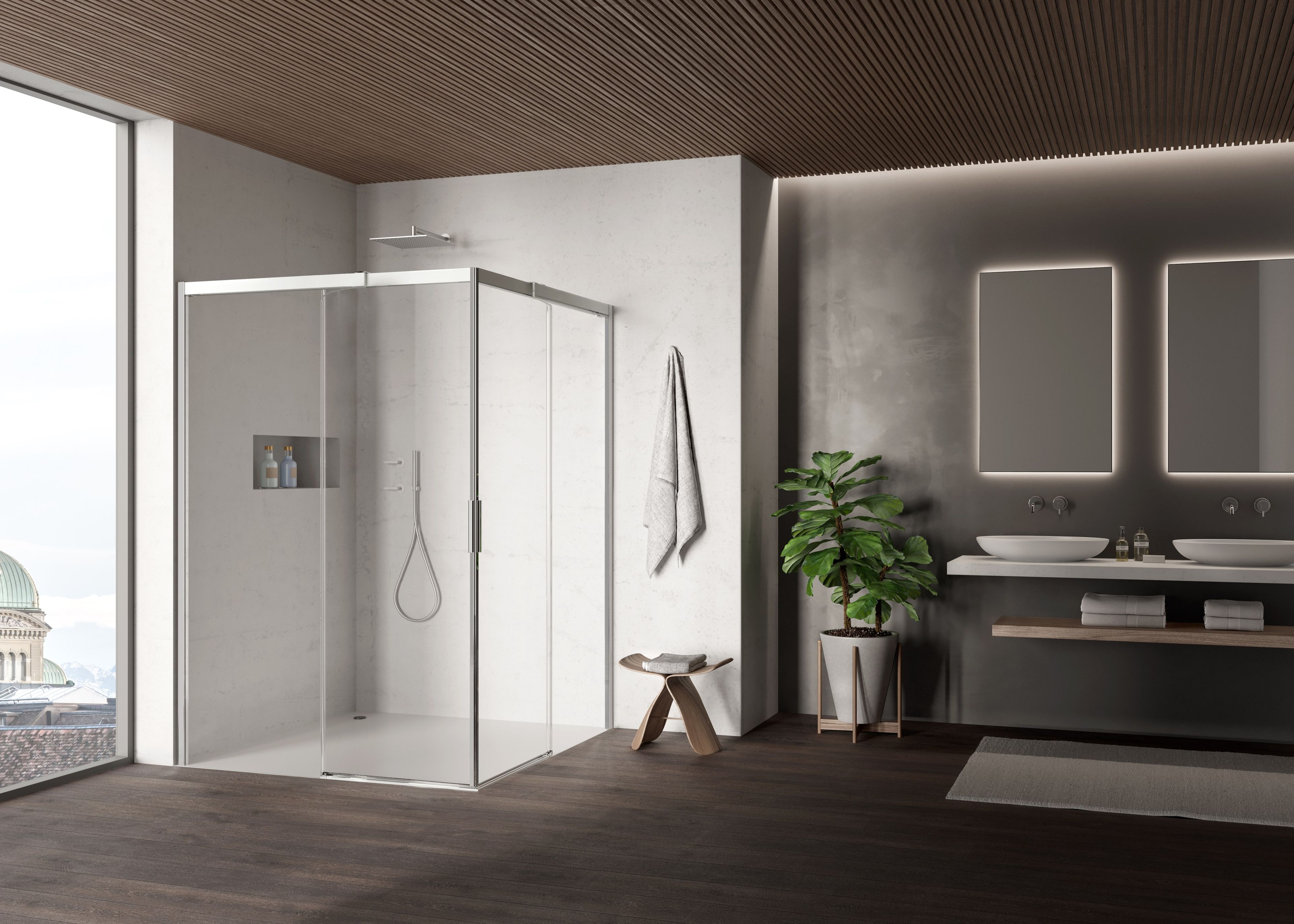 Алюминиевая и стеклянная душевая кабина с раздвижной дверью DUKA вода 5000 ARCH-00073626 - Вид №8