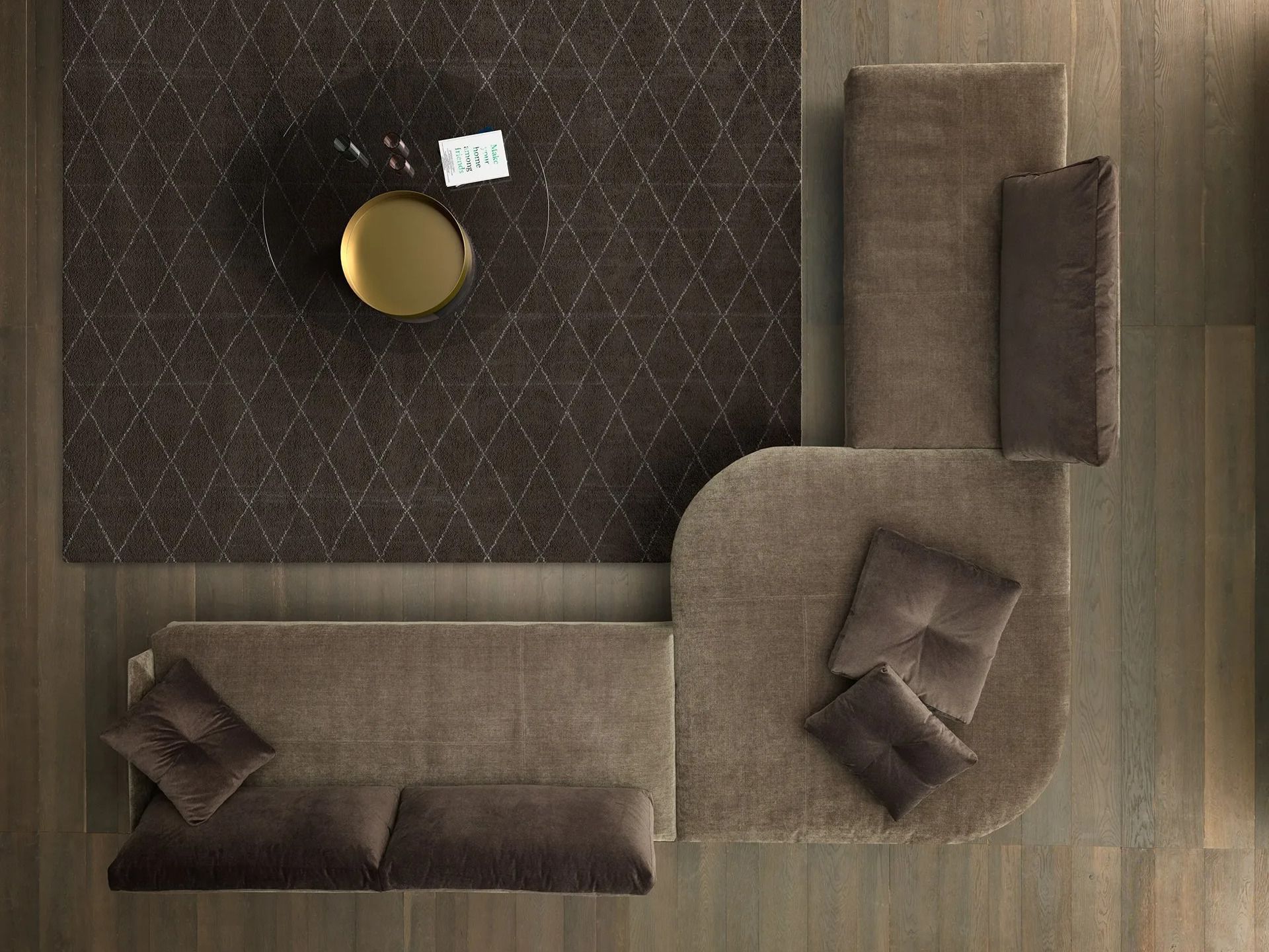 Бархатный секционный угловой диван VALENTINI камень ARCH-00067648 - Вид №7
