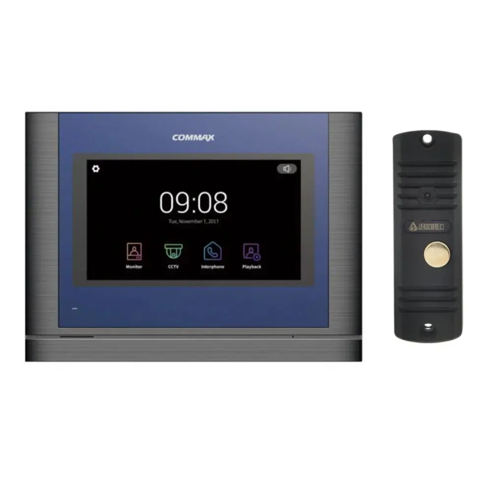 91153884 Комплект видеодомофона Commax CDV-704MA/AVC 305 7" цвет синий/черный STLM-0502355