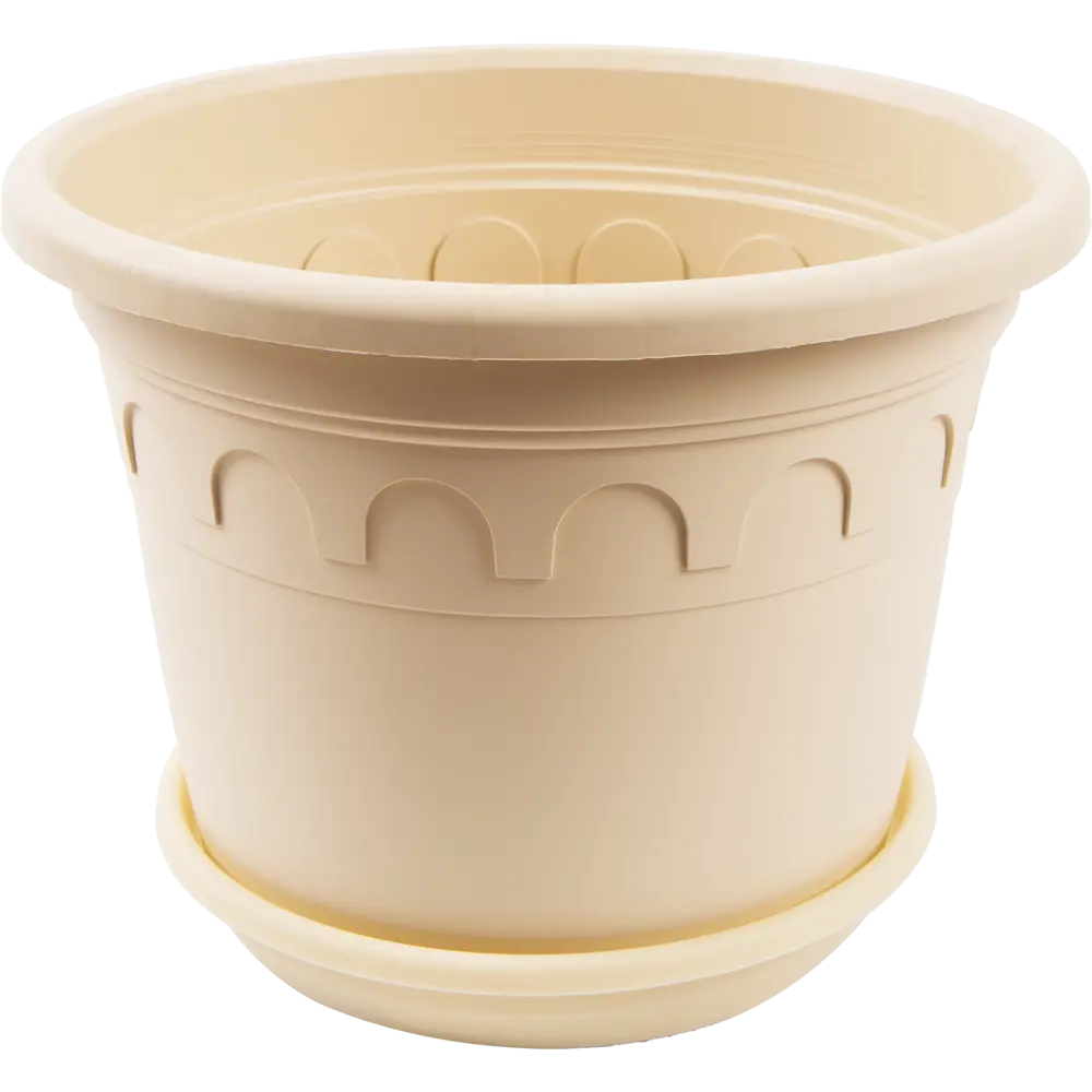 Горшок цветочный Газонcity Рома ø25.4 h19.5 см v5.9 л пластик бежевый STLM-2020030