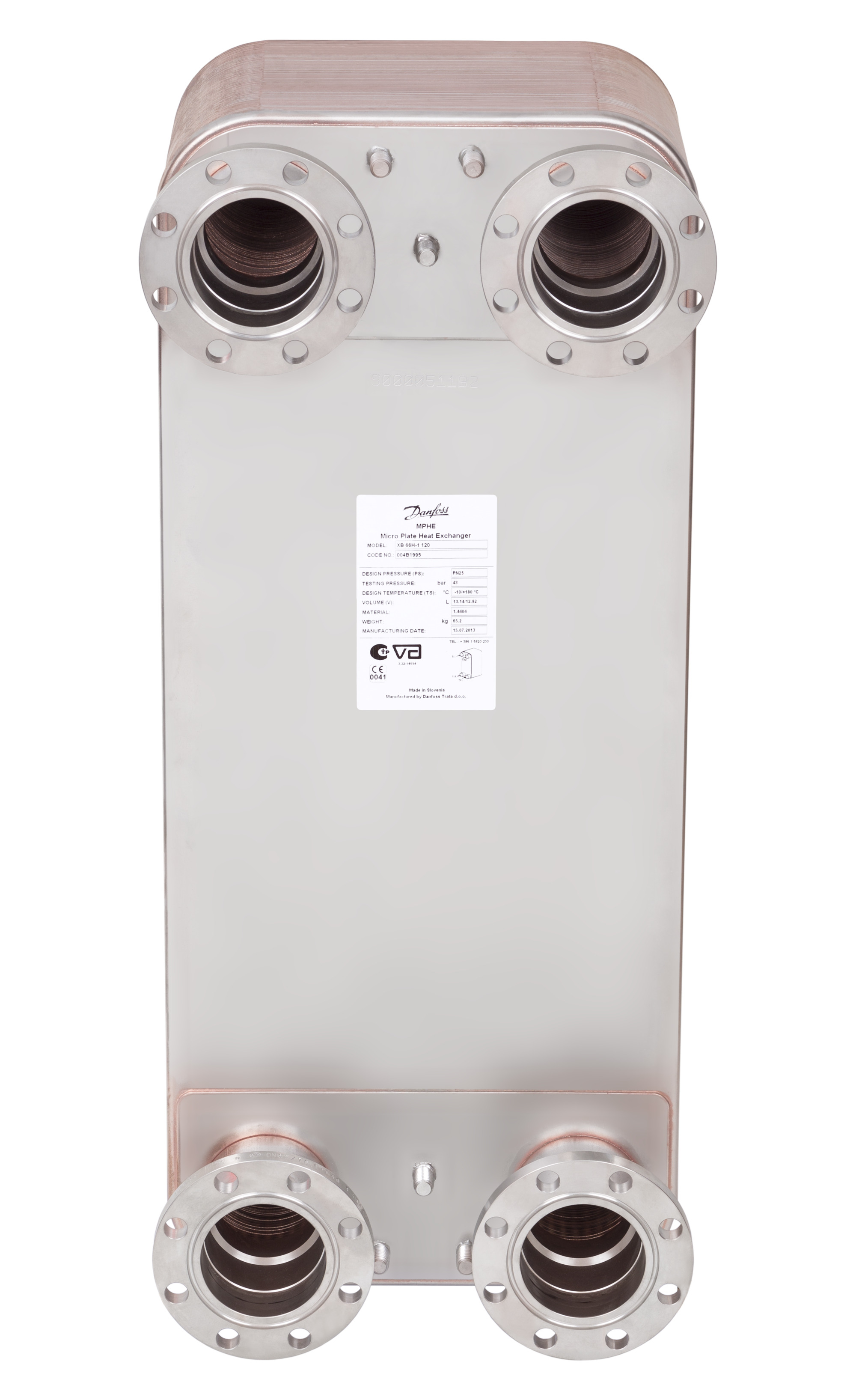 Danfoss Паяный пластинчатый теплообменник серии XB66 XB66L-1-160 PN16 DN65 паяный ТО 004B1971  - Вид №8