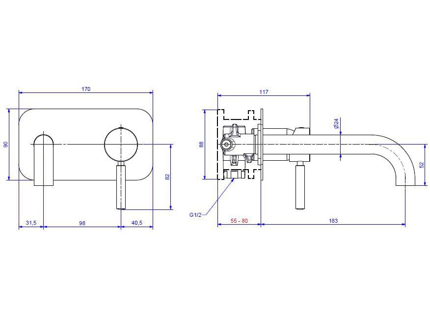 Смеситель для раковины из хромированной латуни Bugnatese Kobuk ARCH-00044038 - Вид №2
