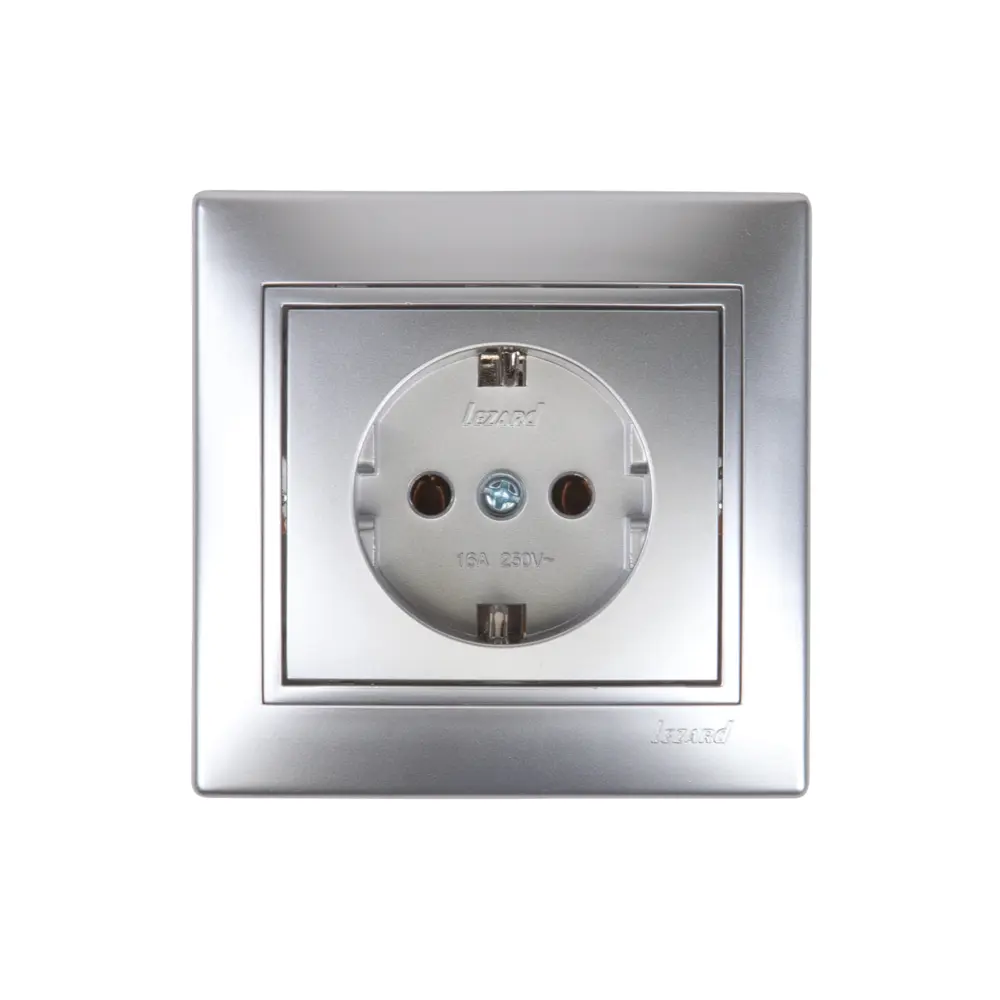 Розетка керамическая Lezard Mira, с заземлением, цвет серый метлаллик STLM-2178045