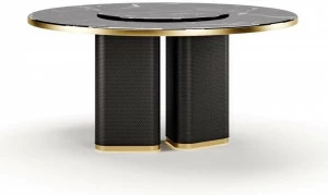 SM Living Couture Мраморный стол с ленивыми сусанскими основами, обтянутыми кожей Couture
