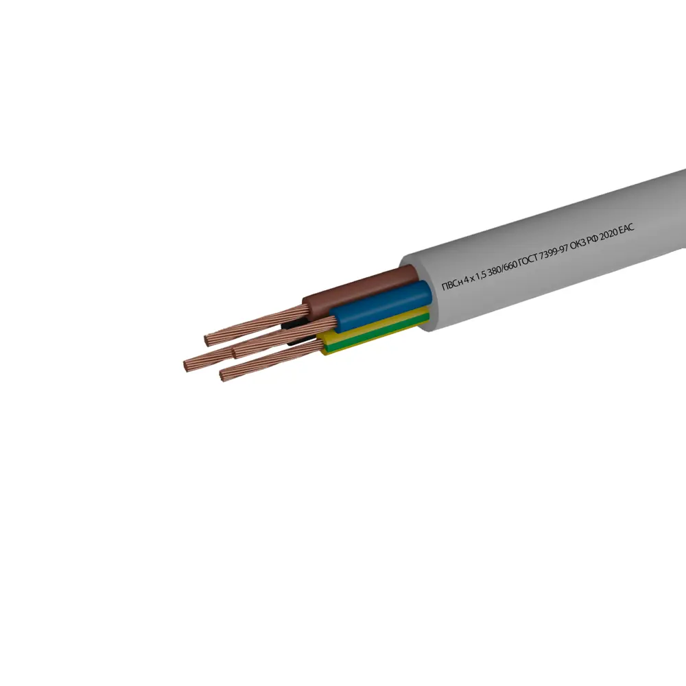 Провод Камит ПВС 4x1.5 100 м ГОСТ цвет белый STLM-2116214