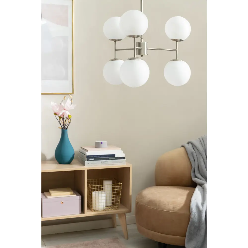 Люстра потолочная Agata, 6 ламп, 18 м², цвет никель Rivoli STLM-2154962 - Вид №1