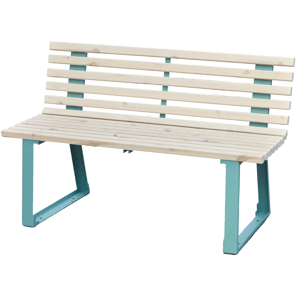 Скамья садовая Summer 120x61.5x77 см металл/дерево белый/голубой Santreyd STLM-2141209