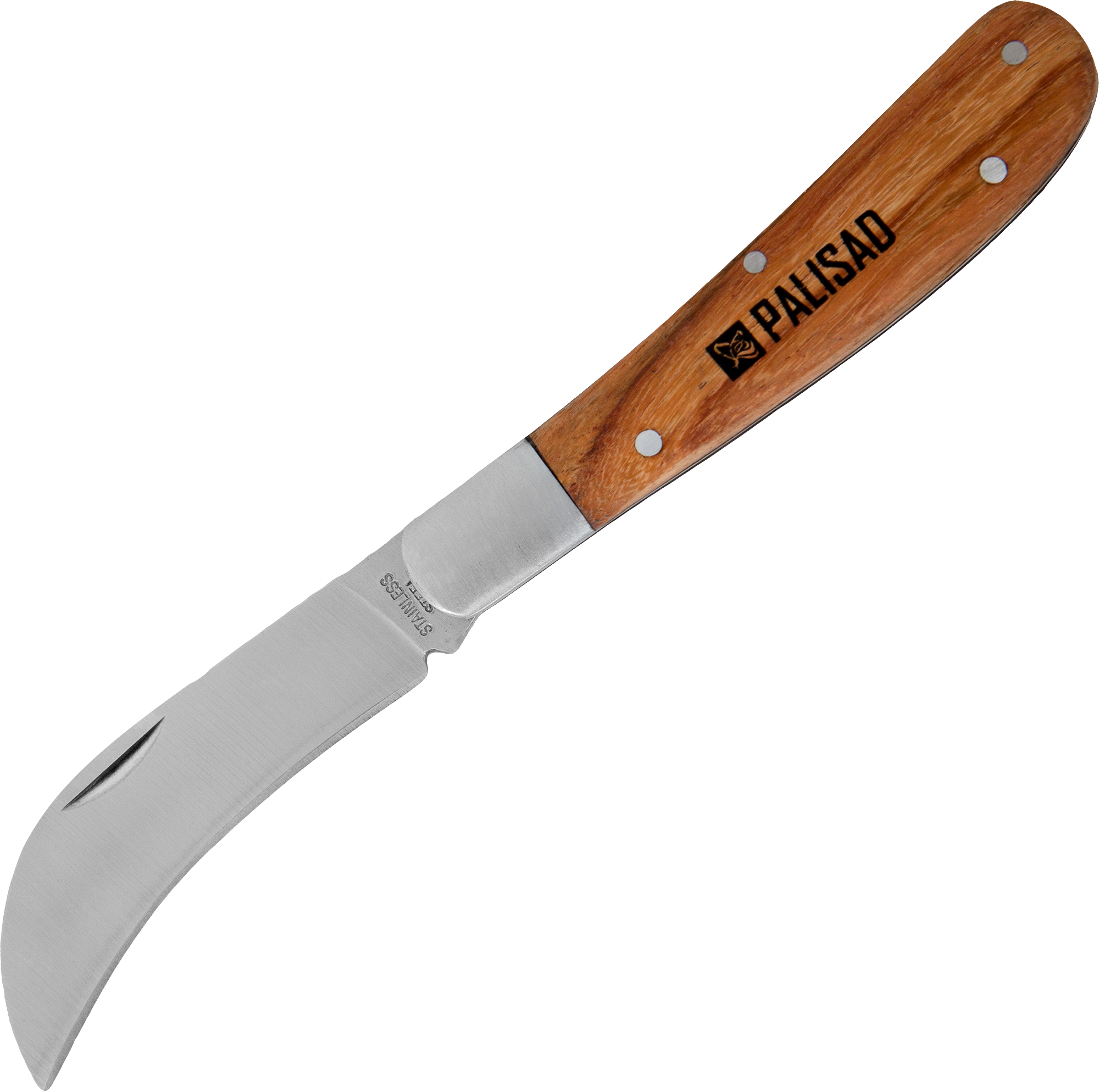 82158918 Нож для прививок изогнутый, деревянная рукоятка STLM-0020773 PALISAD