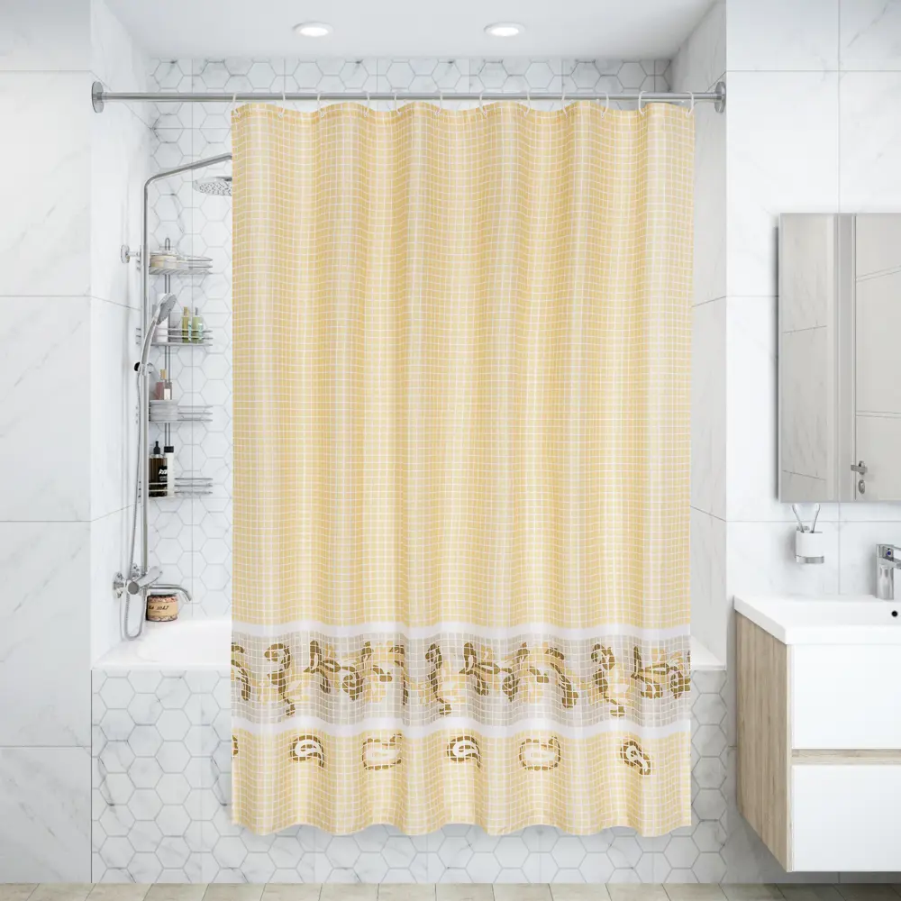 Штора для ванной комнаты «Fresco» 180х180 см цвет бежевый BATH PLUS ШТОРЫ CHARME RED STLM-2143015