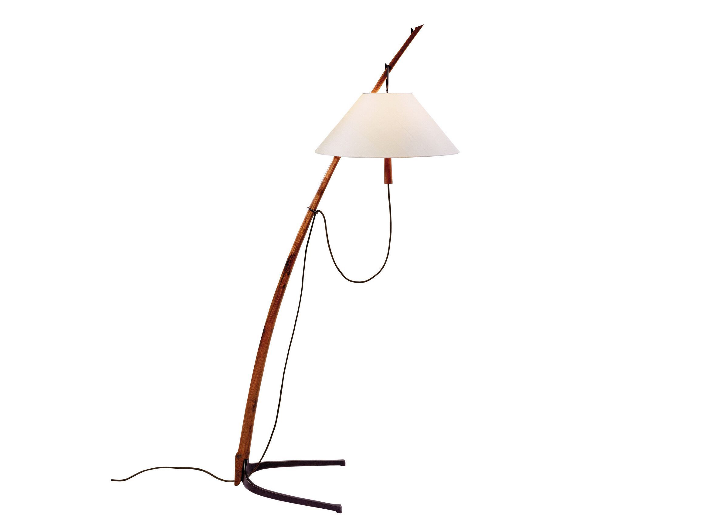 Деревянная и шелковая напольная лампа с регулируемой высотой Kalmar DORNSTAB ARCH-00038581 - Вид №3