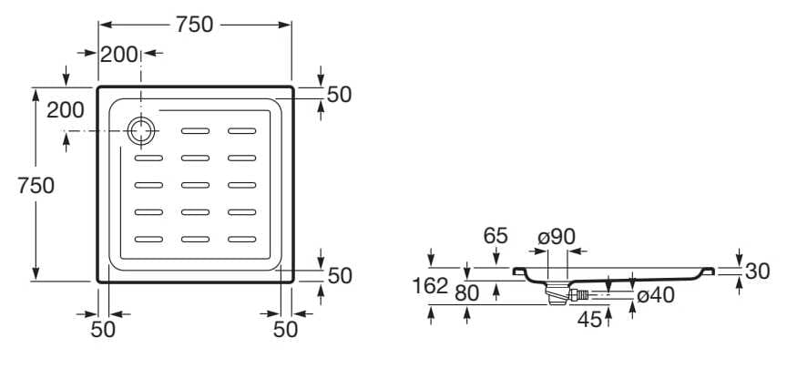 Акриловый нескользящий квадратный поддон для душа Roca Easy ARCH-00120741 - Вид №2