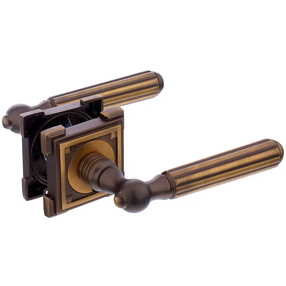 Ручки дверные на розетке Renz Стелла, ЦАМ, цвет кофе STLM-2122744 - Вид №1