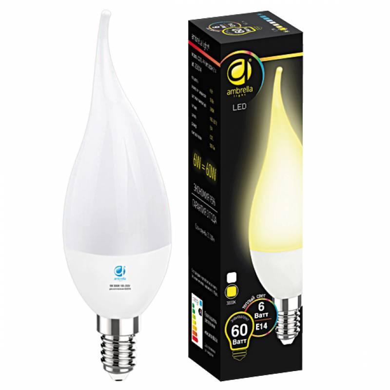 205014 Лампа светодиодная E14 6W 3000K белая Ambrella light Bulbing Present