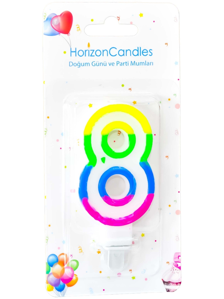91017930 Свеча Horizon Candles для торта Цифра 8 разноцветная STLM-0443328 MIR LIGHT