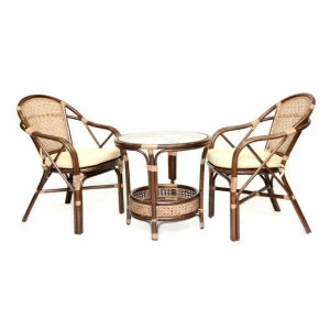 Мебель садовая бежевая, столик и кресла на 2 персоны Ellena-2 ЭКО ДИЗАЙН CLASSIC RATTAN 129625 Бежевый