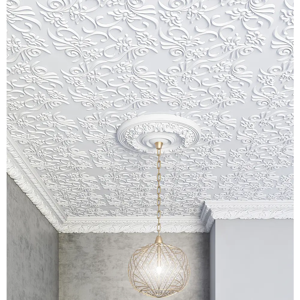 Плитка потолочная бесшовная полистирол белая Формат Нарцисс 50 x 50 см 2 м² FORMAT STLM-2126757 - Вид №2