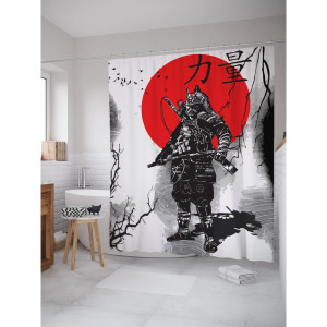 Шторка для ванной Японский самурай 180х200 см sc_18281 AMBESONNE
