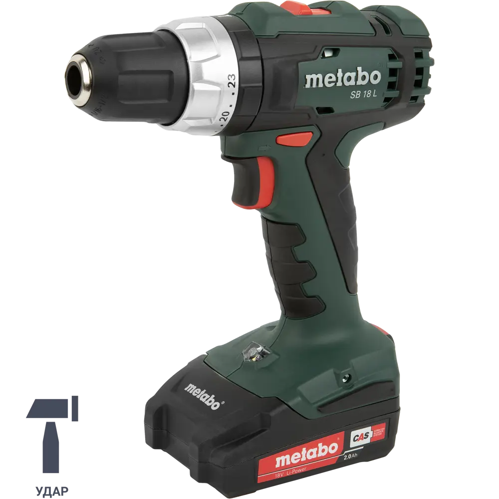 Дрель-шуруповёрт аккумуляторная ударная Metabo SB 18 L, 602317500, 18 В Li-Ion 2x2 Ач STLM-2031809