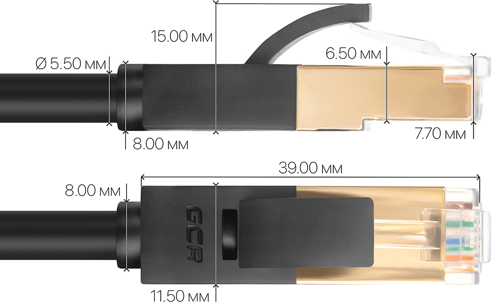 GCR-LNCG626-5.0m патч-корд prof прямой 5.0m, ftp медь кат.6, черный, позолоченные контакты и коннектор, 24 awg, deluxe , ethernet high speed 10 гбит/с, rj45, t568b Greenconnect Santreyd  - Вид №5