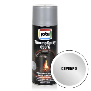 Эмаль аэрозольная декоративная Jobi ThermoSpray термостойкая полуматовая цвет серебро 520 мл