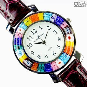 2931 ORIGINALMURANOGLASS Наручные часы Унисекс - пурпурные - миллефиори - Original Murano Glass OMG 23 см