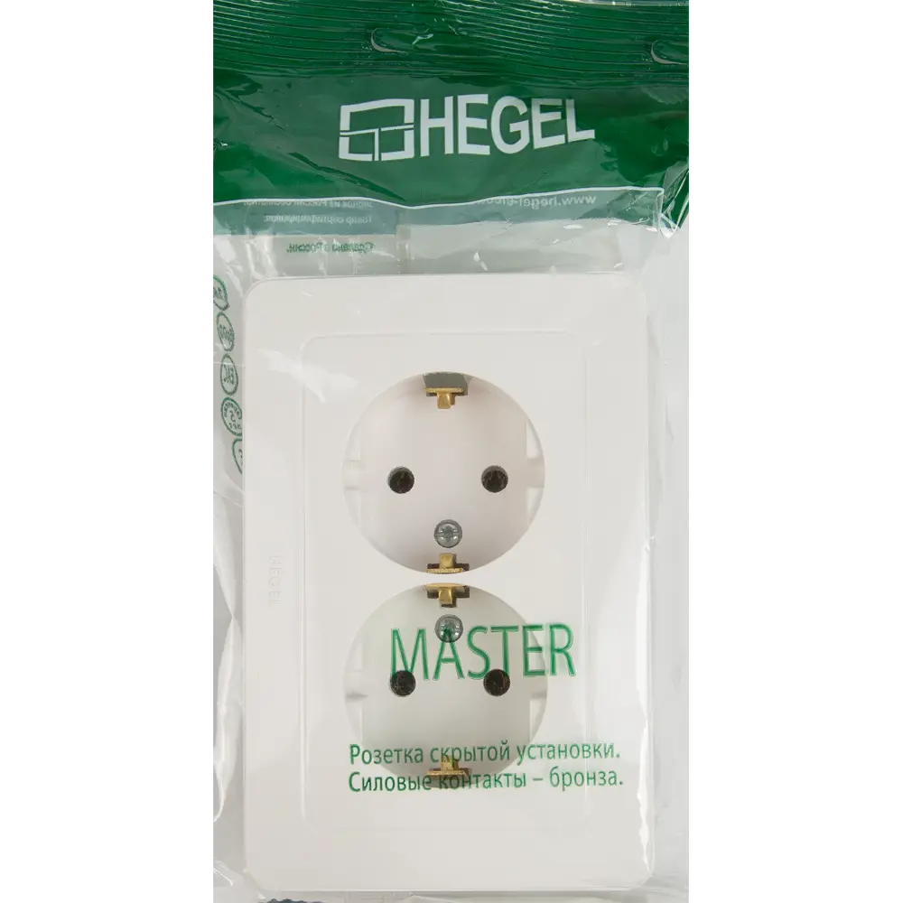 Розетка двойная Hegel с заземлением цвет белый STLM-2093352 - Вид №5