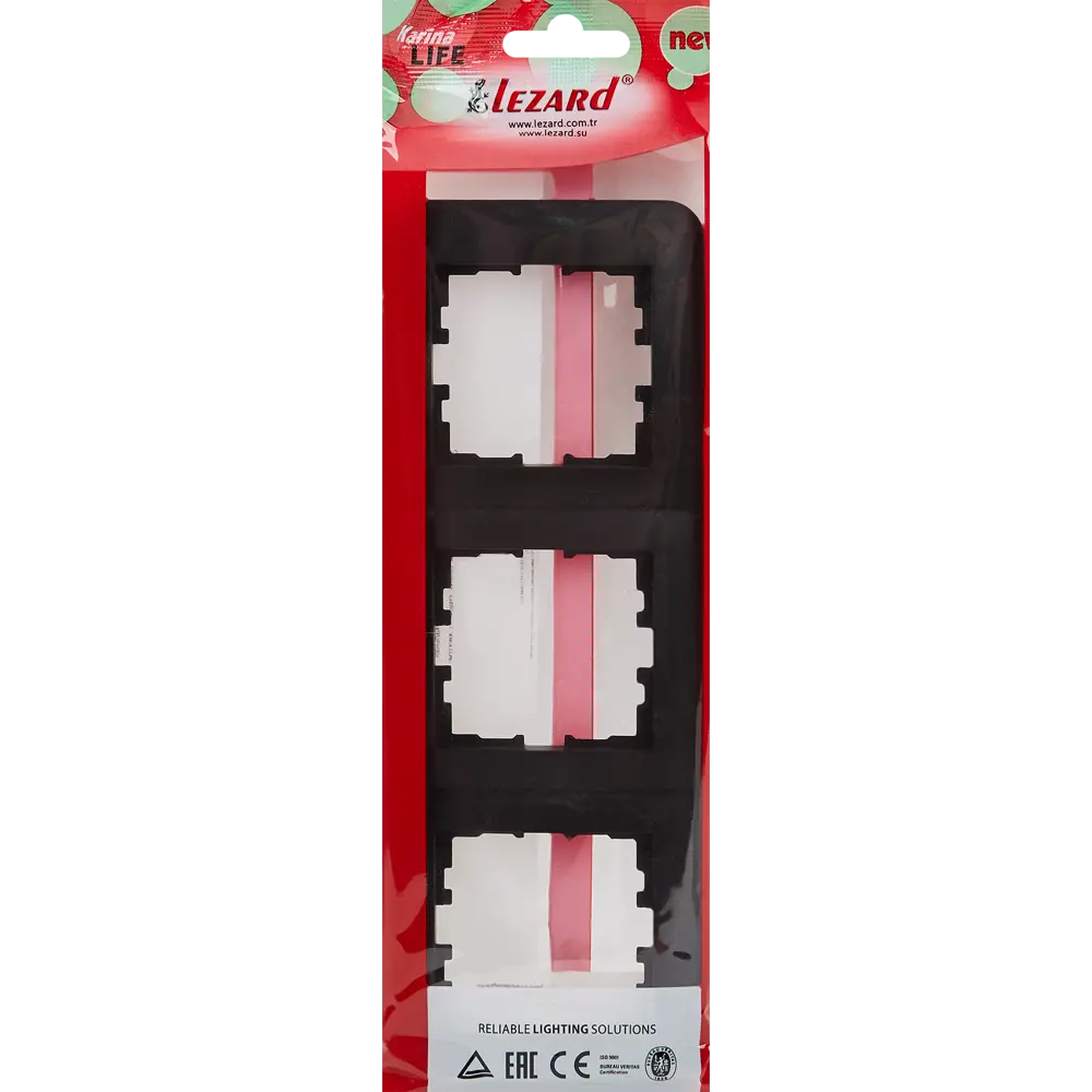 Рамка для розеток и выключателей Lezard Karina Life 3 поста вертикальная цвет черный бархат STLM-2135647 - Вид №2